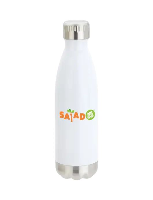 City Go White 17 oz Insulated Bottle w/Salad And Go Logo