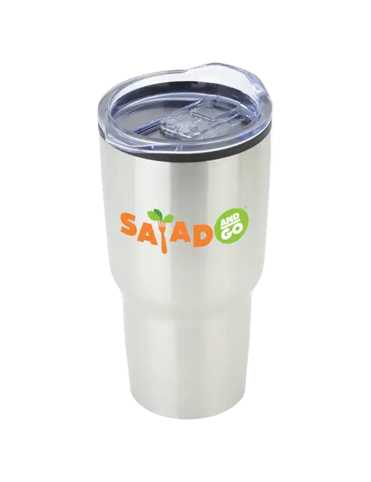Odyssey Silver 30 oz Travel Tumbler w/Salad And Go Logo