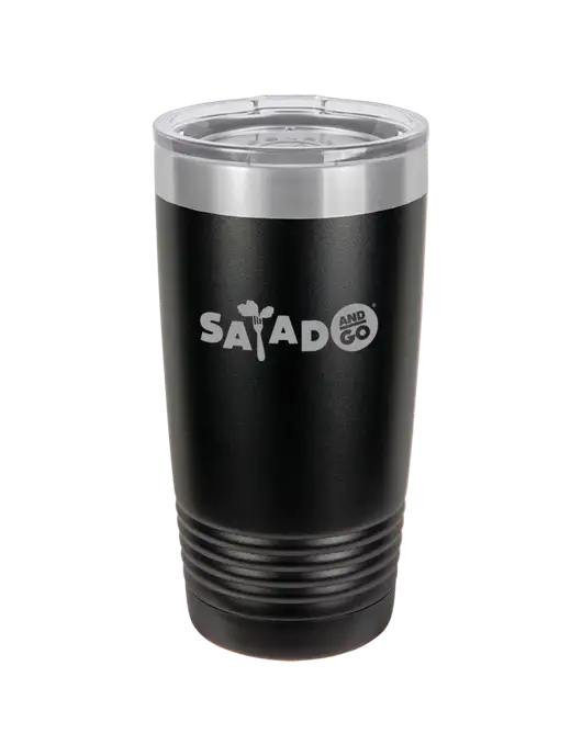 Polar Camel 20 oz Powder Coated Black Vacuum Insulated Tumbler w/Salad And Go Logo