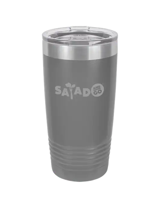 Polar Camel 20 oz Powder Coated Grey Vacuum Insulated Tumbler  w/Salad And Go Logo