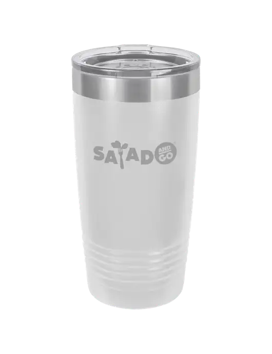 Polar Camel 20 oz Powder Coated White Vacuum Insulated Tumbler  w/Salad And Go Logo