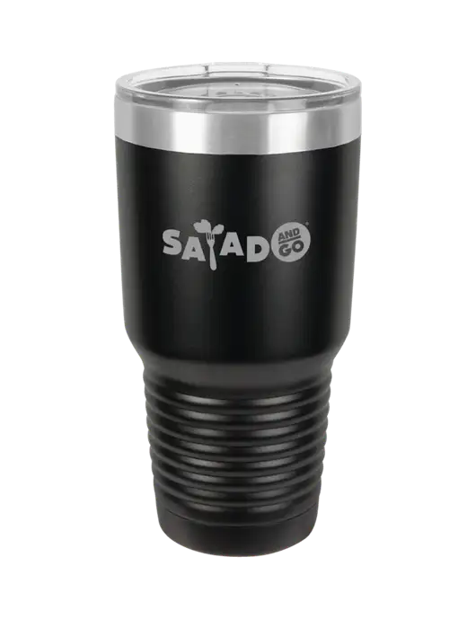 Polar Camel 30 oz Powder Coated Black Vacuum Insulated Tumbler w/Salad And Go Logo