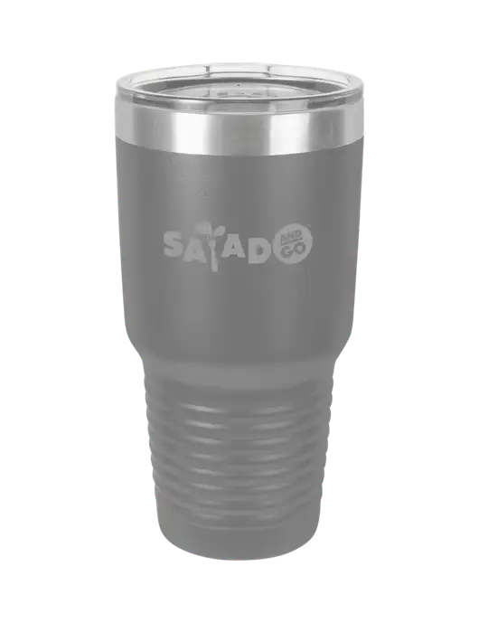 Polar Camel 30 oz Powder Coated Grey Vacuum Insulated Tumbler w/Salad And Go Logo