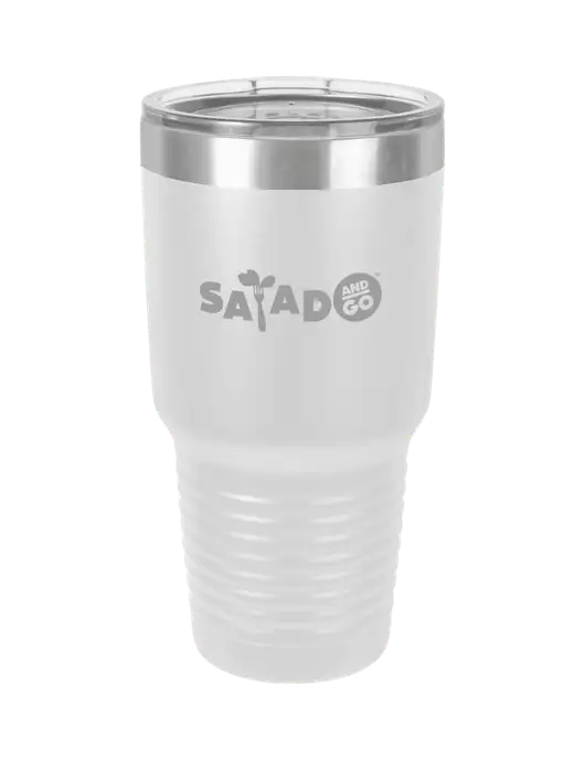 Polar Camel 30 oz Powder Coated White Vacuum Insulated Tumbler  w/Salad And Go Logo