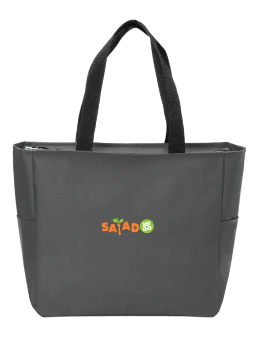 Everyday Charcoal Zip Tote Dark w/Salad And Go Logo