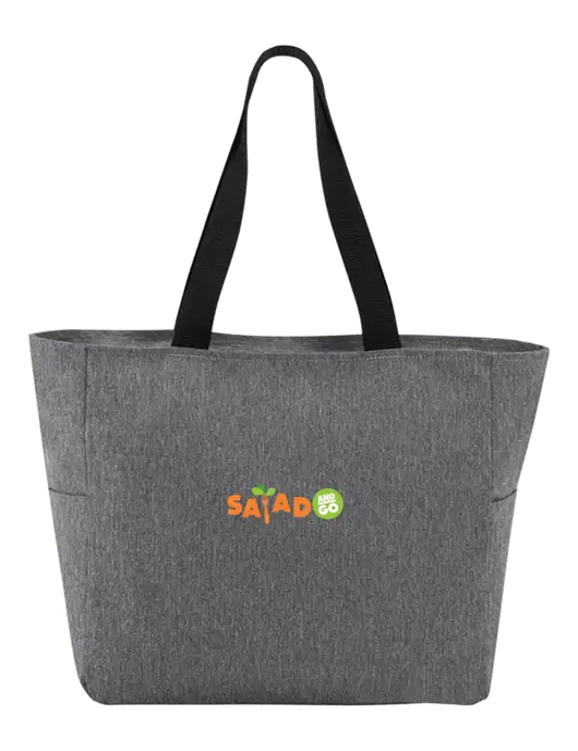 Everyday Heather Grey Zip Tote  w/Salad And Go Logo