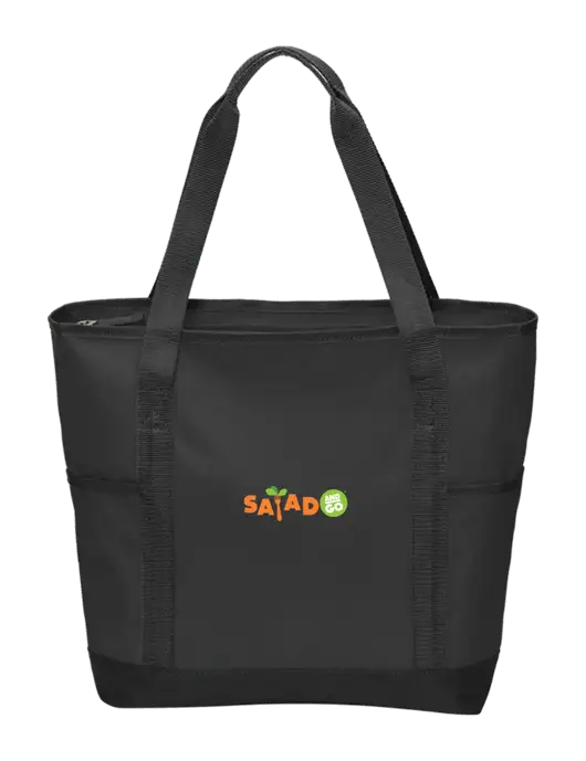 On the Go Black/Black Tote w/Salad And Go Logo