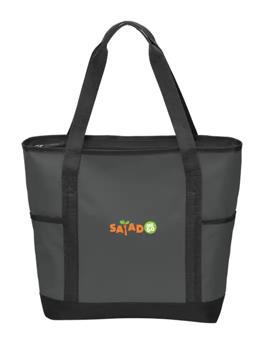 On the Go Charcoal/Black Tote  w/Salad And Go Logo