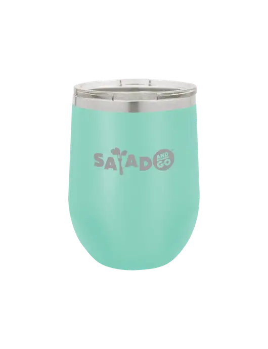Polar Camel 12 oz Powder Coated Seafoam Vacuum Insulated Stemless Wine Tumbler w/Salad And Go Logo