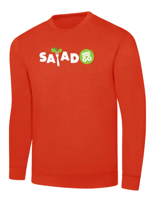 Orange 7.8 oz Ring Spun Crew Sweatshirt w/Salad And Go Logo