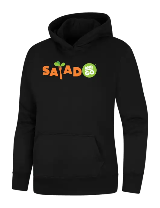 Womens Black Core Fleece Pullover Hooded Sweatshirt w/Salad And Go Logo
