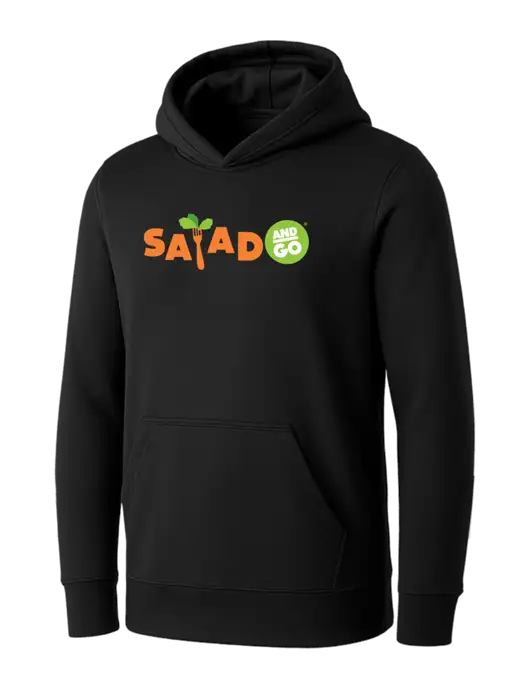 Womens Black Core Fleece Pullover Hooded Sweatshirt w/Salad And Go Logo