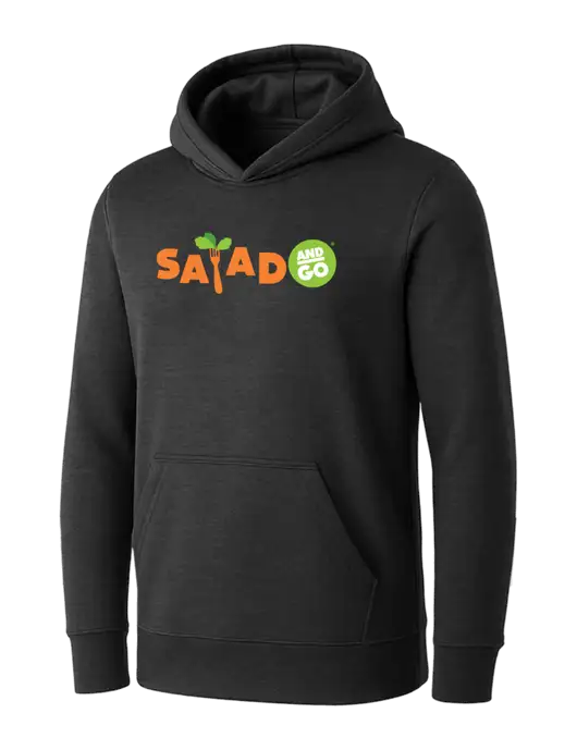 Womens Dark Grey Heather Core Fleece Pullover Hooded Sweatshirt w/Salad And Go Logo