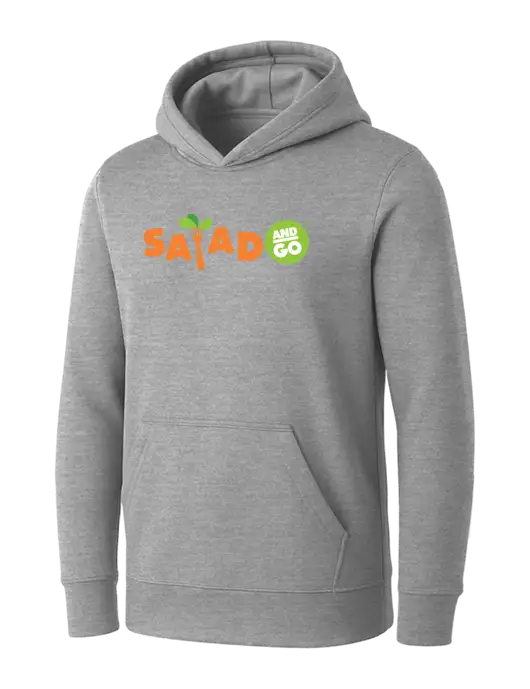 Womens Light Grey Heather Core Fleece Pullover Hooded Sweatshirt w/Salad And Go Logo