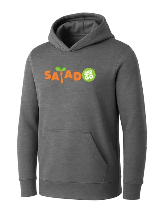 Womens Medium Grey Heather Core Fleece Pullover Hooded Sweatshirt w/Salad And Go Logo