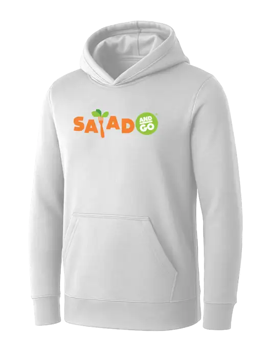 Womens White Core Fleece Pullover Hooded Sweatshirt w/Salad And Go Logo