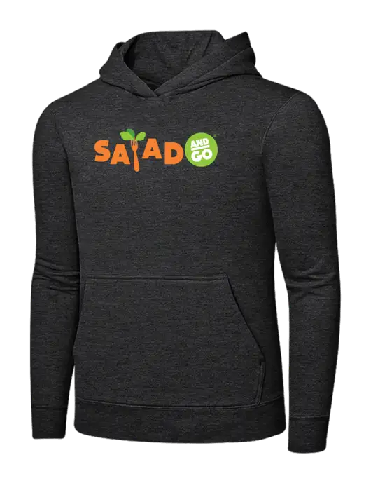 Dark Heather Grey 7.8 oz Ring Spun Hooded Sweatshirt w/Salad And Go Logo