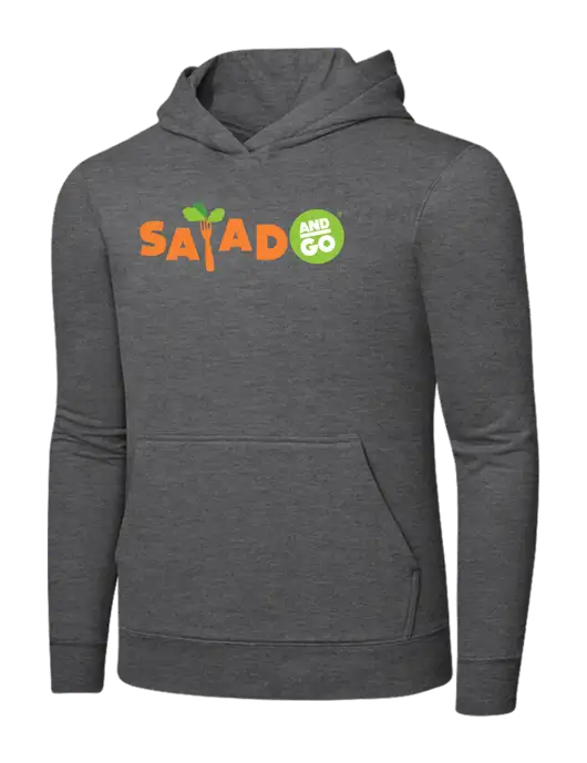 Graphite Heather 7.8. oz Ring Spun Hooded Sweatshirt w/Salad And Go Logo