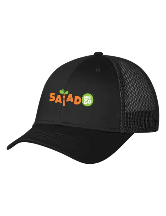Black Mesh Trucker Cap Snap Back w/Salad And Go Logo