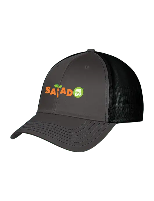 Charcoal & Black Mesh Trucker Cap Snap Back w/Salad And Go Logo