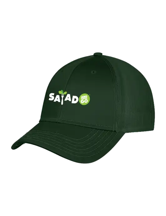 Dark Green Mesh Trucker Cap Snap Back w/Salad And Go Logo