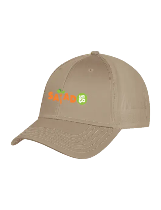 Khaki Mesh Trucker Cap Snap Back w/Salad And Go Logo