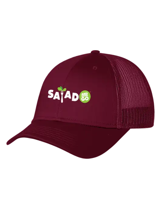Maroon Mesh Trucker Cap Snap Back w/Salad And Go Logo