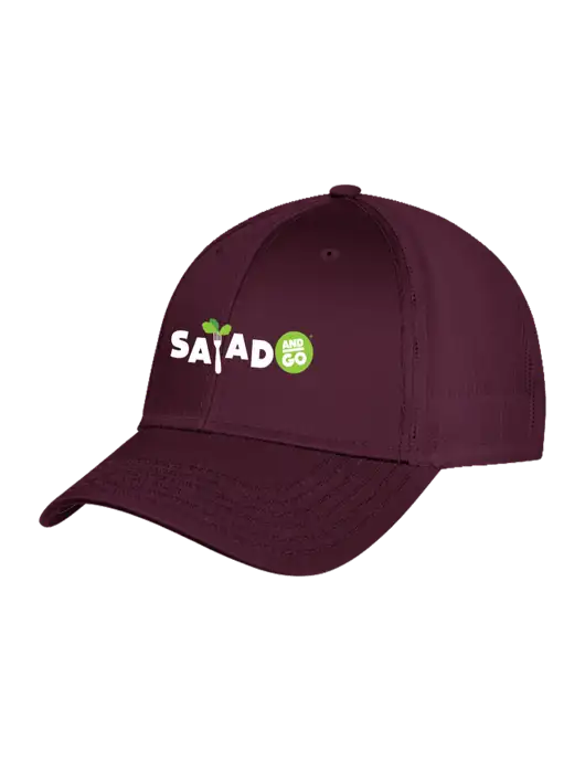 Maroon Mesh with Maroon Stitching on Bill Trucker Cap Snap Back w/Salad And Go Logo