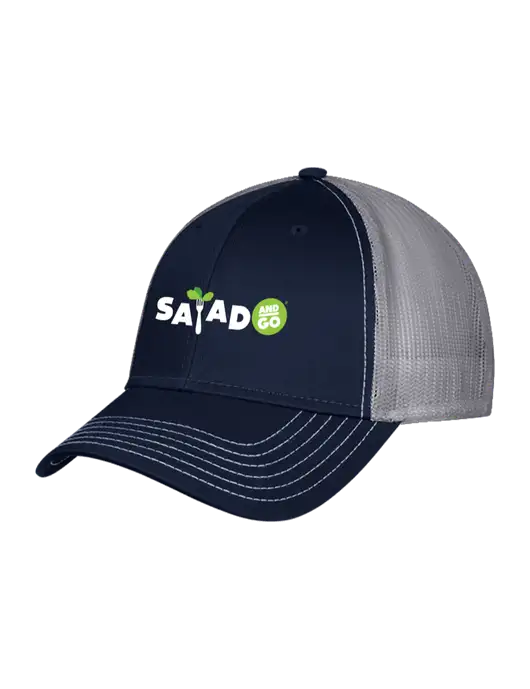 Navy & Grey Mesh Trucker Cap Snap Back w/Salad And Go Logo