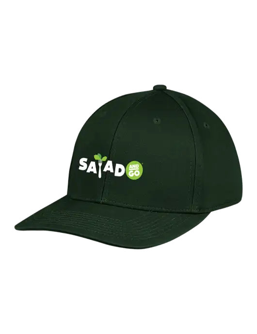 Premium Modern Structured Twill Dark Green Snapback Cap w/Salad And Go Logo