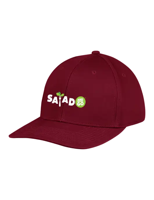 Premium Modern Structured Twill Maroon Snapback Cap w/Salad And Go Logo