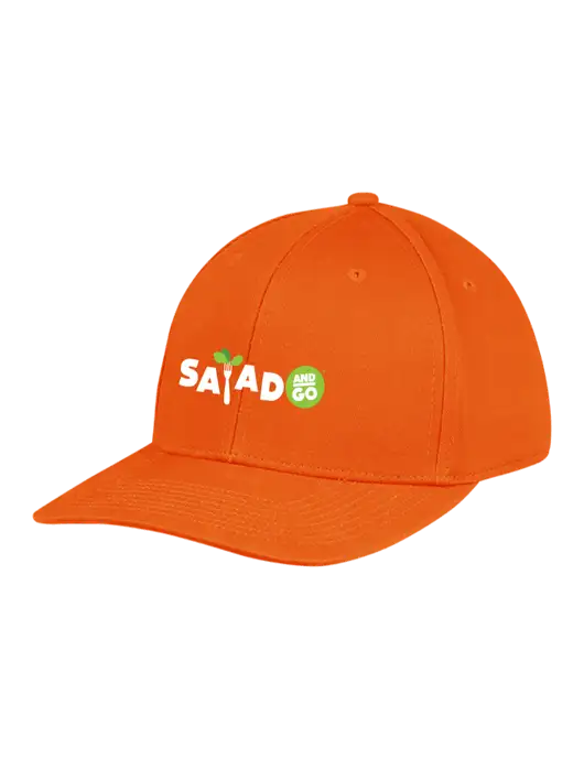 Premium Modern Structured Twill Orange Snapback Cap w/Salad And Go Logo