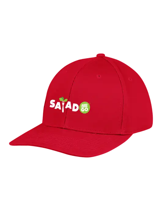 Premium Modern Structured Twill Red Snapback Cap w/Salad And Go Logo