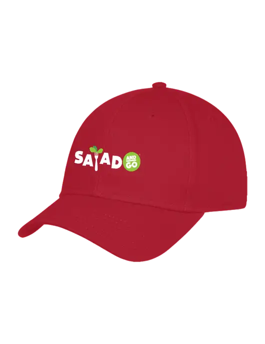 Red Structured Cap Hook & Loop w/Salad And Go Logo