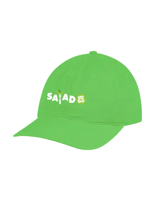 Garment Washed Unstructured Twill Light Green Cap w/Salad And Go Logo