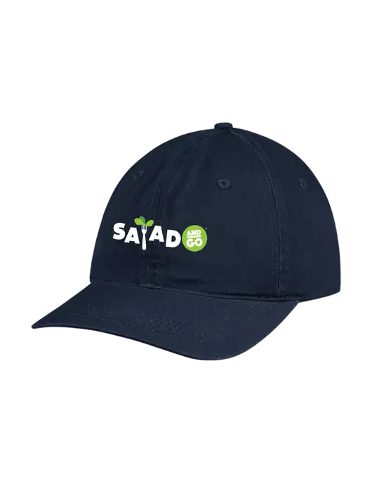 Garment Washed Unstructured Twill Navy Cap w/Salad And Go Logo
