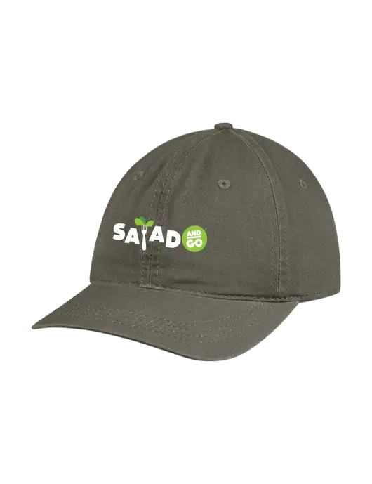 Garment Washed Unstructured Twill Olive Cap w/Salad And Go Logo