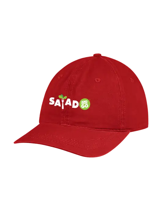 Garment Washed Unstructured Twill Red Cap w/Salad And Go Logo