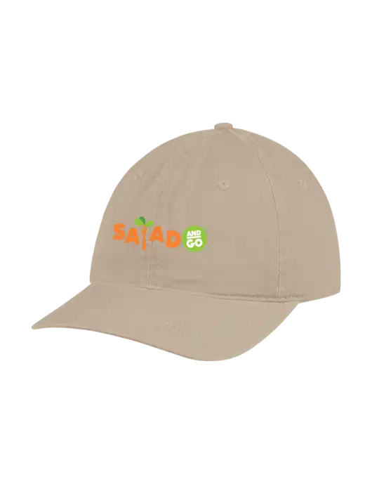 Garment Washed Unstructured Twill Tan Cap w/Salad And Go Logo