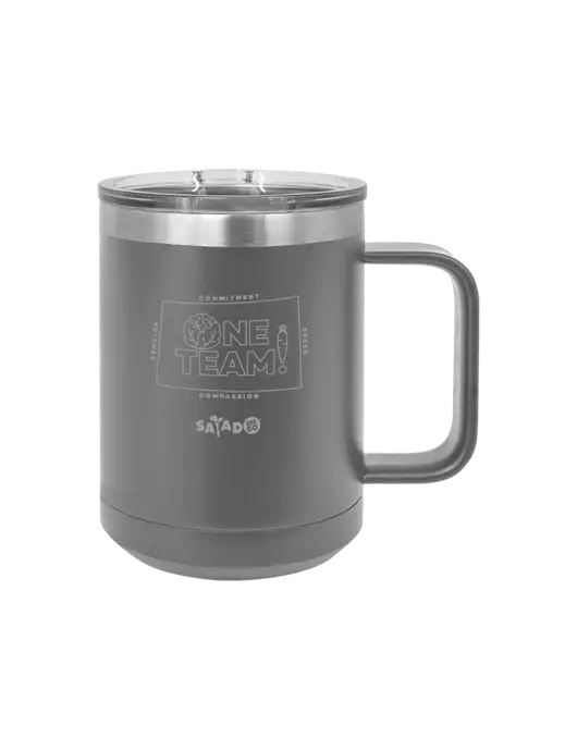 Polar Camel 15 oz Powder Coated Grey Vacuum Insulated Mug with Slider Lid w/One Team Logo