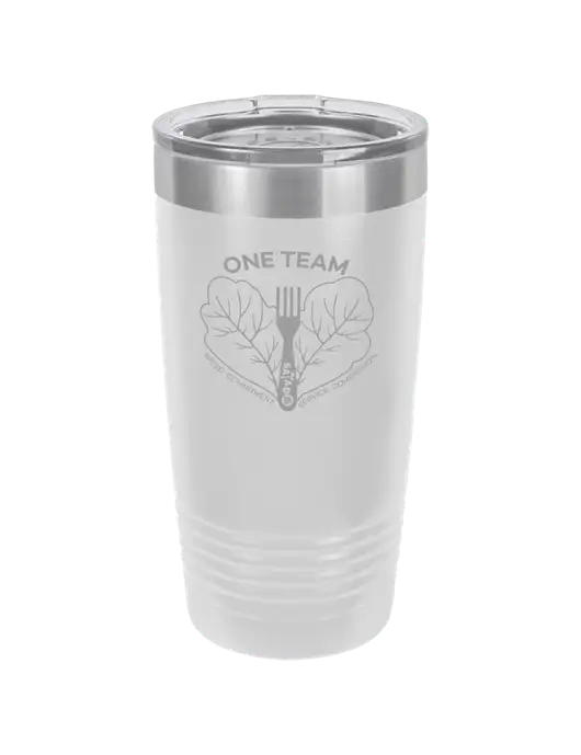 Polar Camel 20 oz Powder Coated White Vacuum Insulated Tumbler  w/One Team Logo