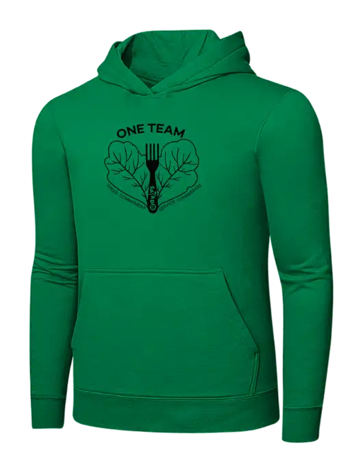 Dark Kelly Green 7.8 oz Ring Spun Hooded Sweatshirt w/One Team Logo