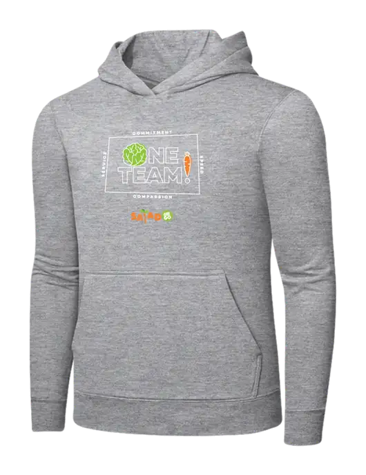 Light Grey Heather 7.8 oz Ring Spun Hooded Sweatshirt w/One Team Logo
