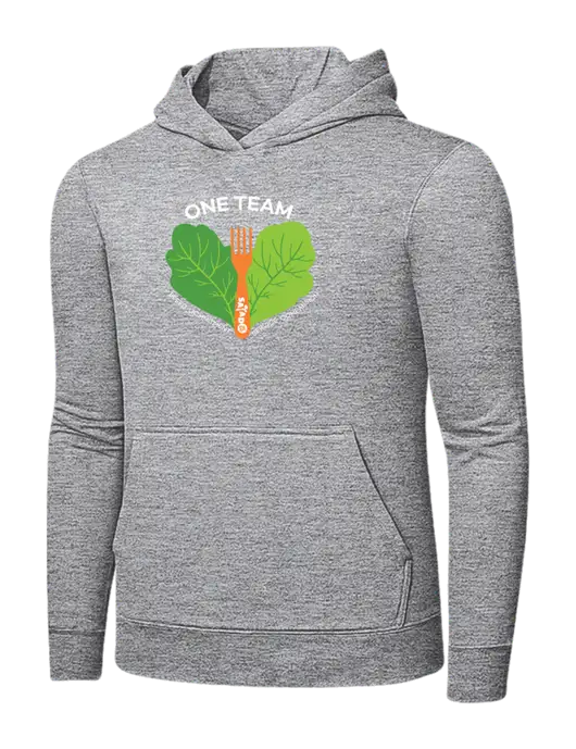 Light Grey Heather 7.8 oz Ring Spun Hooded Sweatshirt w/One Team Logo
