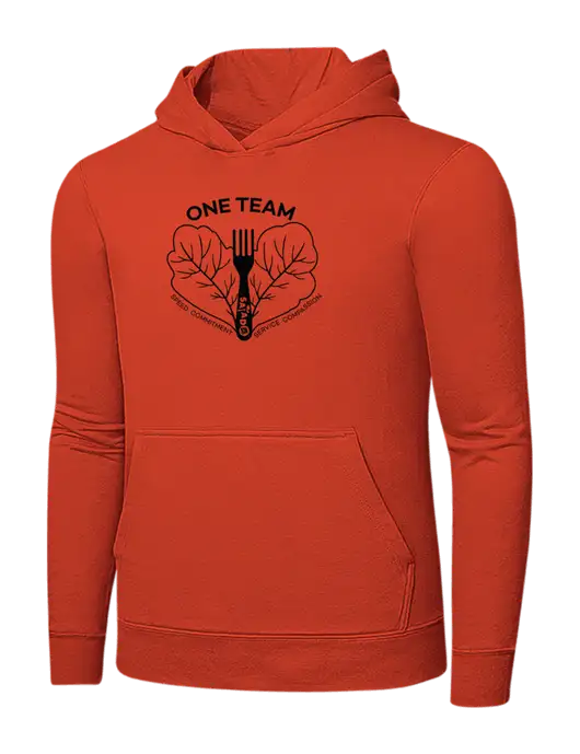 Orange 7.8 oz Ring Spun Hooded Sweatshirt w/One Team Logo