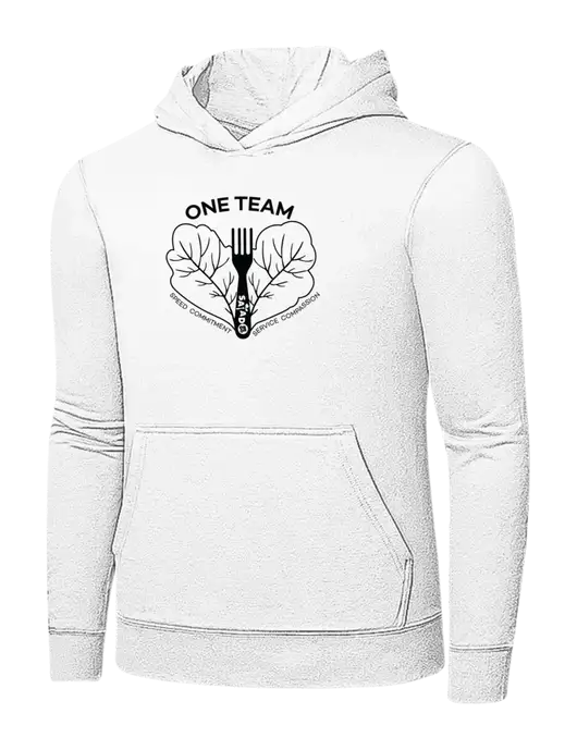 White 7.8 oz Ring Spun Hooded Sweatshirt w/One Team Logo