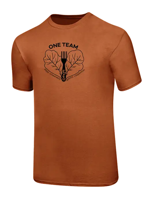 Ring Spun Burnt Orange 4.5 oz T-Shirt w/One Team Logo