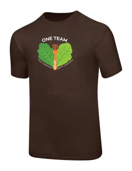 Ring Spun Dark Brown 4.5 oz T-Shirt w/One Team Logo