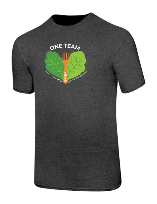Ring Spun Dark Heather Grey 4.5 oz T-Shirt w/One Team Logo