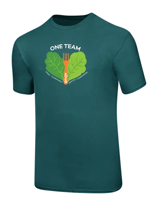 Ring Spun Dark Teal 4.5 oz T-Shirt w/One Team Logo